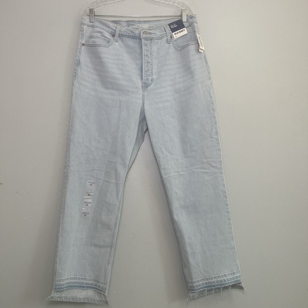 NWT Old Navy Womens High Rise Straight Jeans Raw Hem Ankle Denim Plus Sz 16